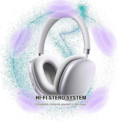 Pro Wireless Headphones Bluetooth,Active Noise Canceling over Ear Headphones with Microphones Hifi Audio Headset for Ios/Android-Silver