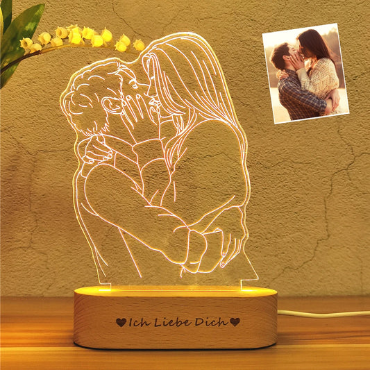 Personalized Custom Photo 3D Lamp Text Customized Bedroom Night Light Wedding Anniversary Birthday Mother'S Father'S Day Gift